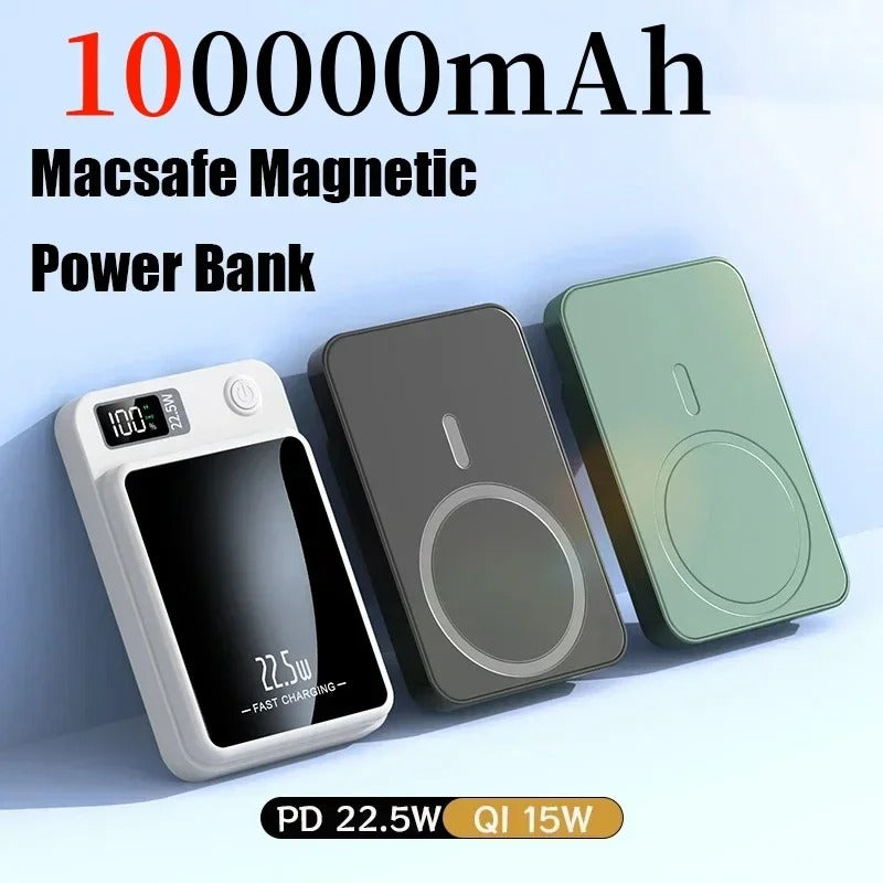 100000mAh Wireless Magnetic Power Bank – Super Fast Charge, Ultra Portable