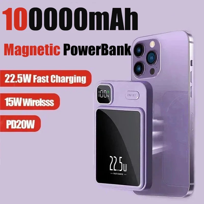 100000mAh Wireless Magnetic Power Bank – Super Fast Charge, Ultra Portable