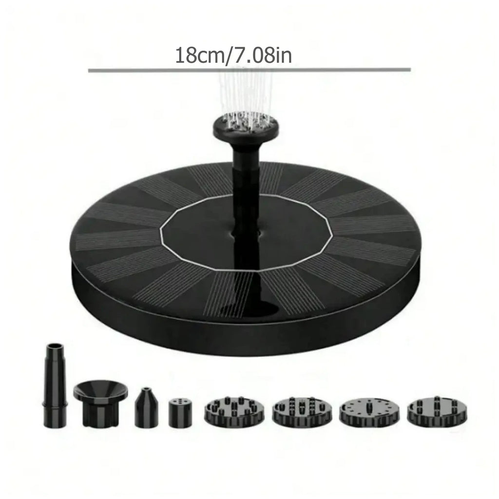 Solar-Powered Fountain Pump with 6 Nozzles & 2 Connector Heads – Ideal for Bird Baths, Ponds, and Gardens