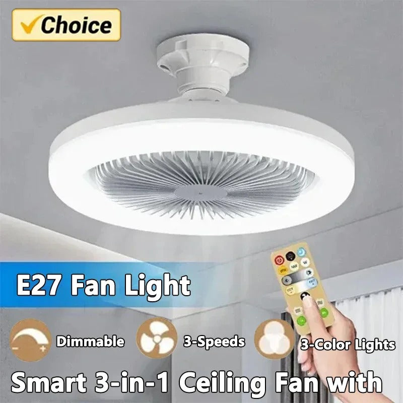 Socket Fan Light - Screw Ceiling Fan with Light & Remote Control