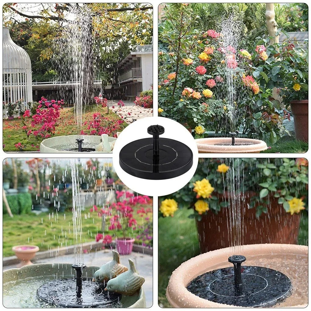 Solar-Powered Fountain Pump with 6 Nozzles & 2 Connector Heads – Ideal for Bird Baths, Ponds, and Gardens