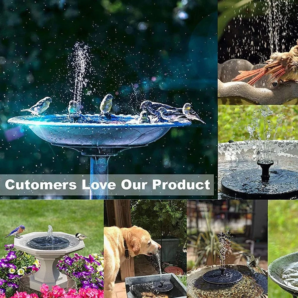 Solar-Powered Fountain Pump with 6 Nozzles & 2 Connector Heads – Ideal for Bird Baths, Ponds, and Gardens
