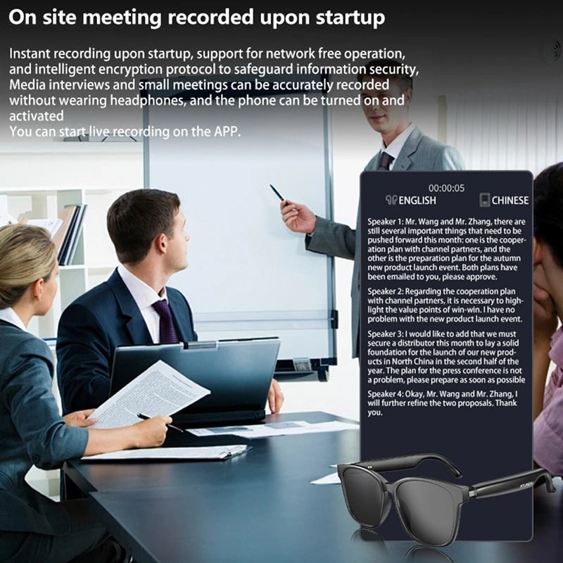 AI Smart Glasses with Real-Time Translation & Bluetooth Audio