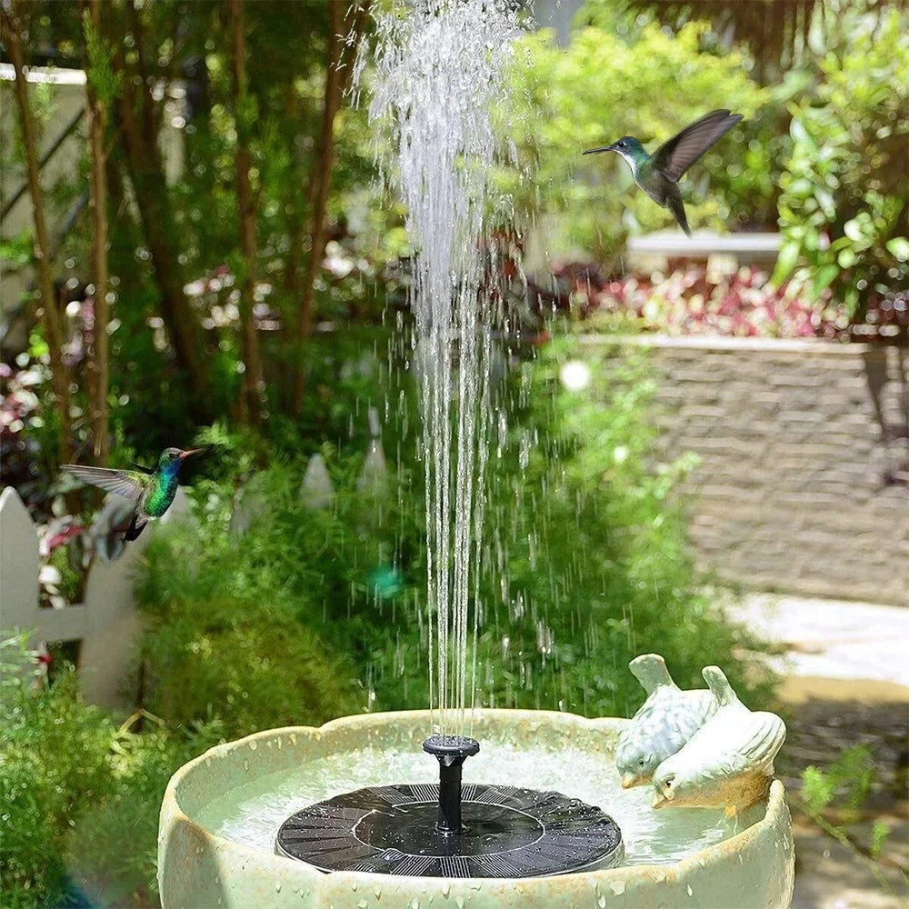 Solar-Powered Fountain Pump with 6 Nozzles & 2 Connector Heads – Ideal for Bird Baths, Ponds, and Gardens