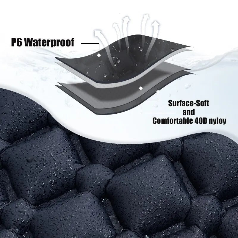 Ultralight Inflatable Camping Mattress with Built-In Pump & Pillow