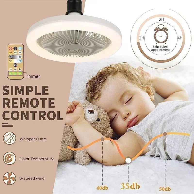 Socket Fan Light - Screw Ceiling Fan with Light & Remote Control