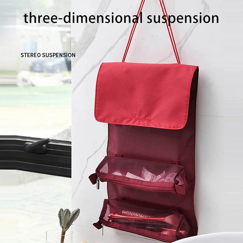 4 In 1 Detachable Makeup Bag – Large Capacity Foldable Cosmetic Pouch for Travel & Storage
