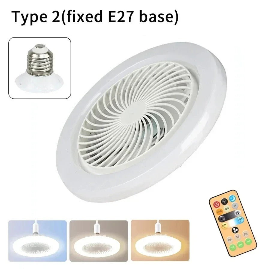 Socket Fan Light - Screw Ceiling Fan with Light & Remote Control